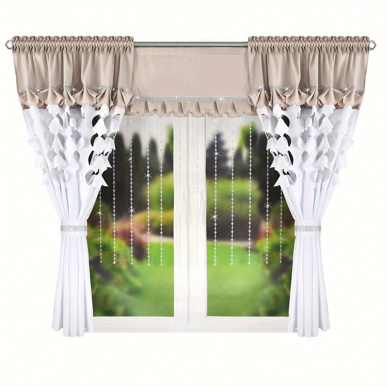 Image of Elegant French Country Sheer Curtains With Floral Embroidery, Light-filtering Polyester - Ideal For Bedroom And Balcony Windows
