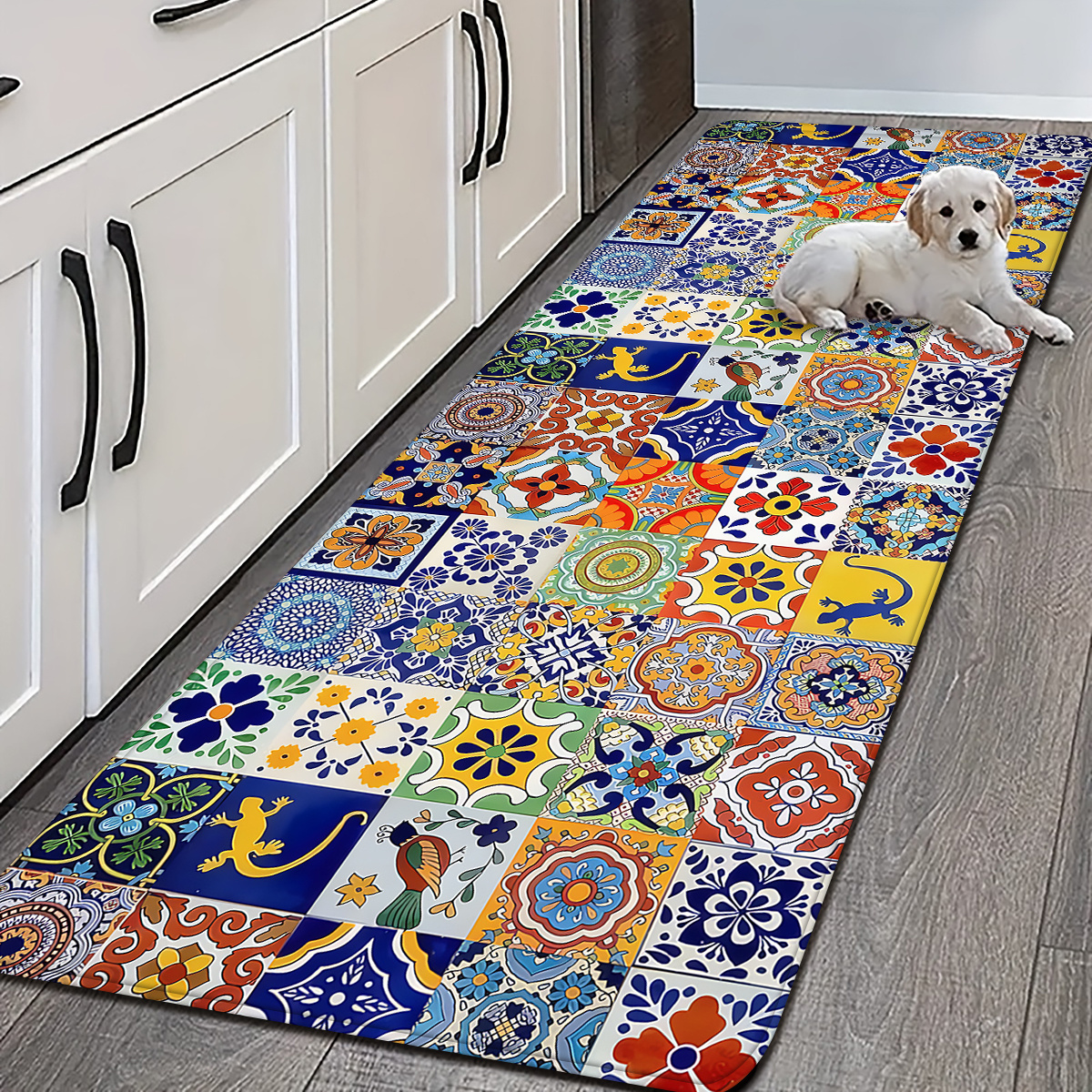TEMU 1pc/2pcs/3pcs Huaji Bohemian Floor Mat Suitable Bathroom Entryway, Non-slip Absorbent Runner Rug With Pvc Backing, Machine Washable Foldable