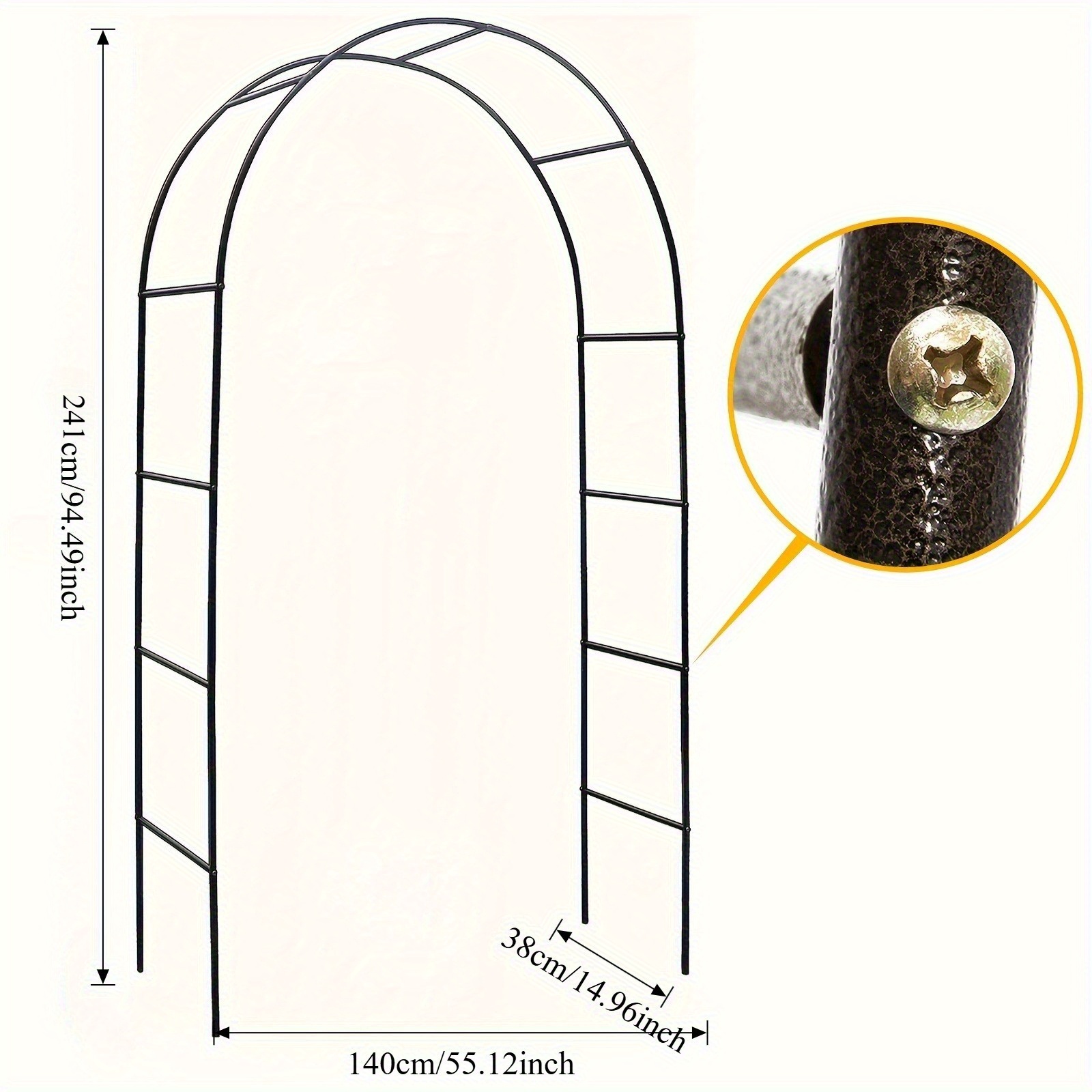 1pc Multifunctional Metal Arch - Sturdy Outdoor Plant Support Stand, Elegant Black  , Suitable for Climbing Vines, Roses, Vegetables, Wedding and Party Decorations - Durable Metal Gazebo Frame, Ideal for Gardens, Courtyards, Event Spaces,   Structure XYS080901-14, Garden Pergola, Metal Arch Frame, Garden Arch, Garden Gazebo For Outside Metal, Plant Stand For Outdoor Plant, Gazebo Frame, Arch For Party Decoration,   Mariage Structure, Stable Large Outdoor Rose Arch