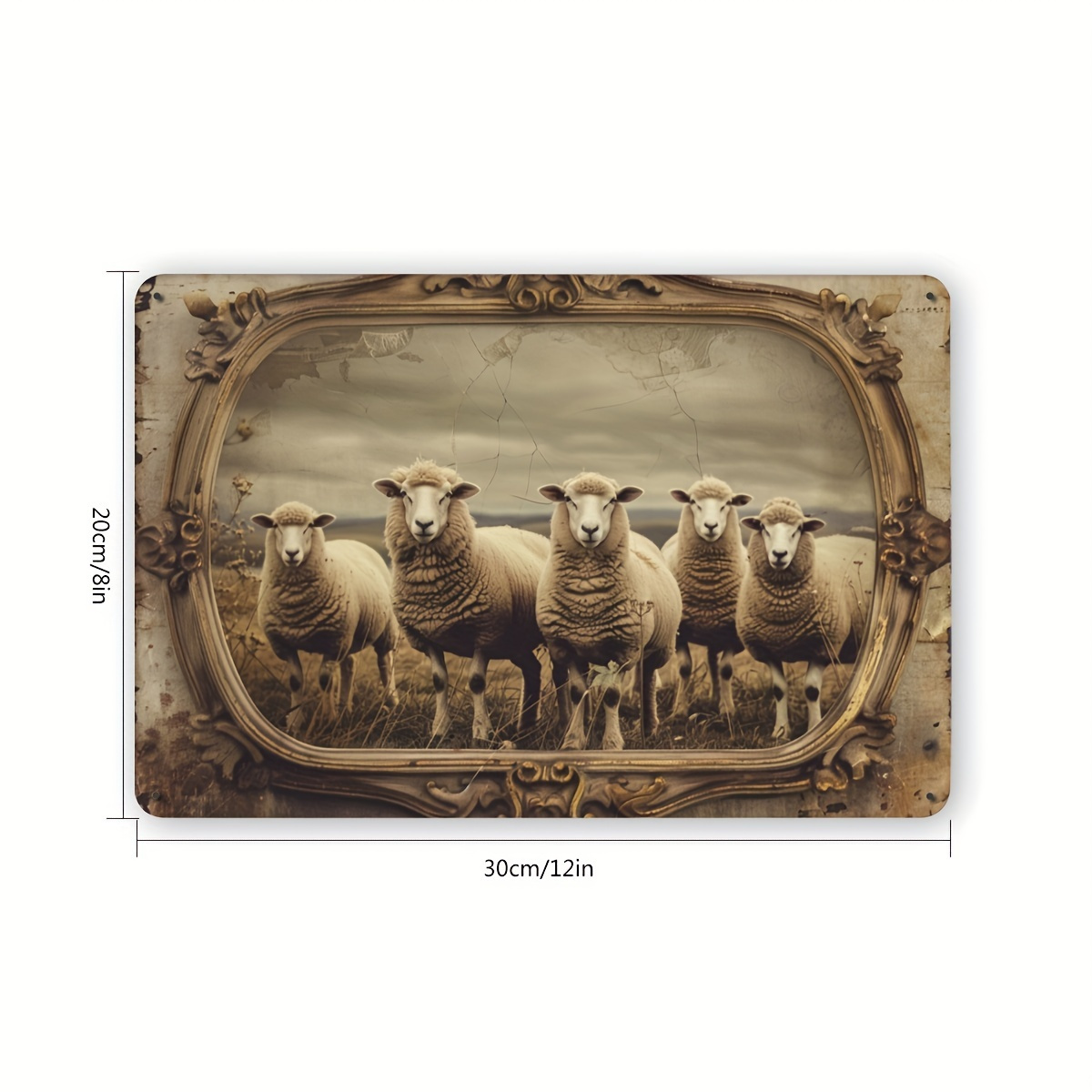 

Country Sheep Metal Sign - Wall Art, Iron, For Home, Bar, Cafe Decor, 12x8 Inches, Room Decor