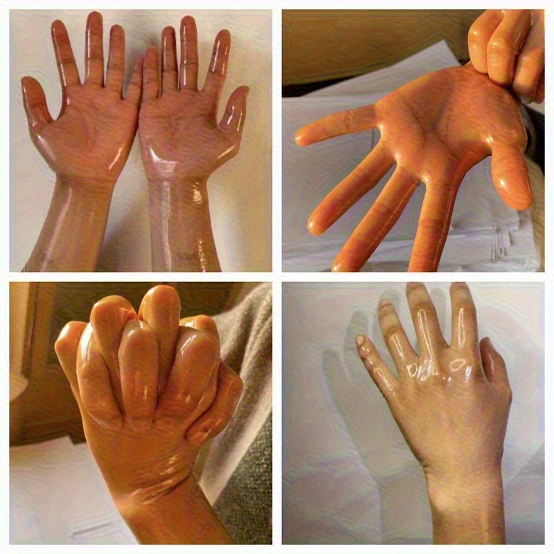 Image of Of Ultra-thin Malaysian Natural Latex Gloves Featuring High Elasticity, A Shiny And Smooth End, And A Seamless Design, Perfect For Cosplay With Nail Accents
