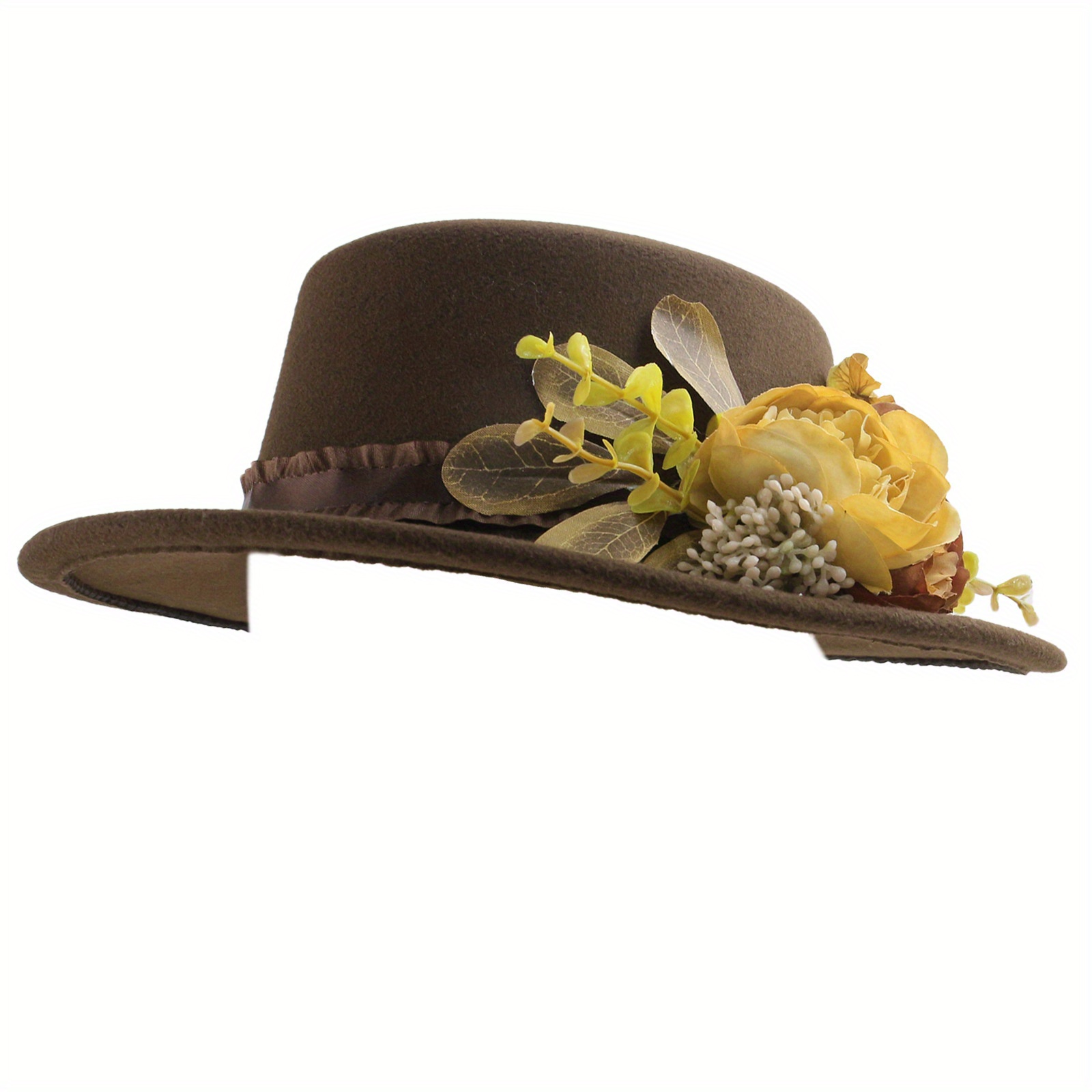 Elegant Rust Women\'s Hat Rustler | Womens Wool Felt Teardrop Fedora Hat with Curled  main image 3