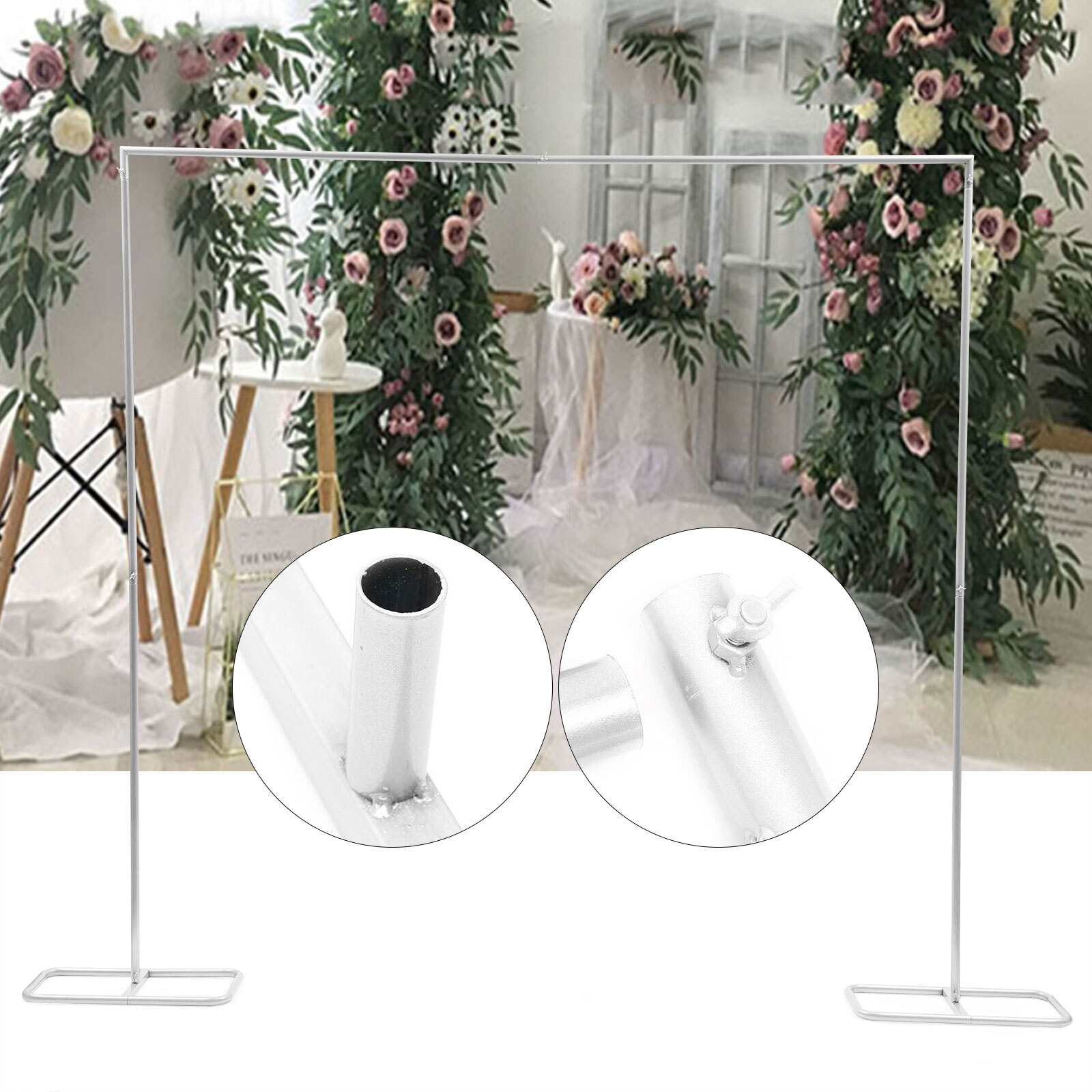 E-shop 6,9Ft x 6,6Ft Metall Hochzeitsbogen, Quadratischer Hintergrund Hochzeitsbogen Rahmen Hochzeitsbogen Hintergrund Ständer Rahmen Quadratisches