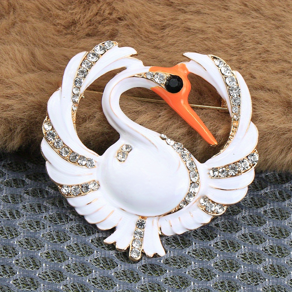 Elegant Vintage Crystal Rhinestones on sale Swan Bird Brooch Pin Gift Idea with Box