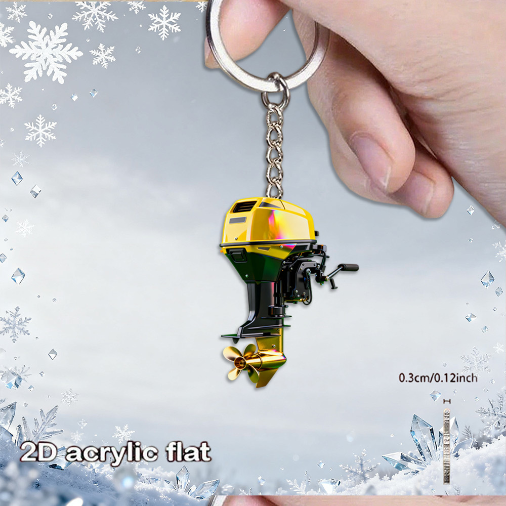 TEMU 2D - Llavero Acrílico con Estampado Realista 2D de Motor de Barco con , Accesorio para Bolso de para Entusiastas de y Barcos de Pesca