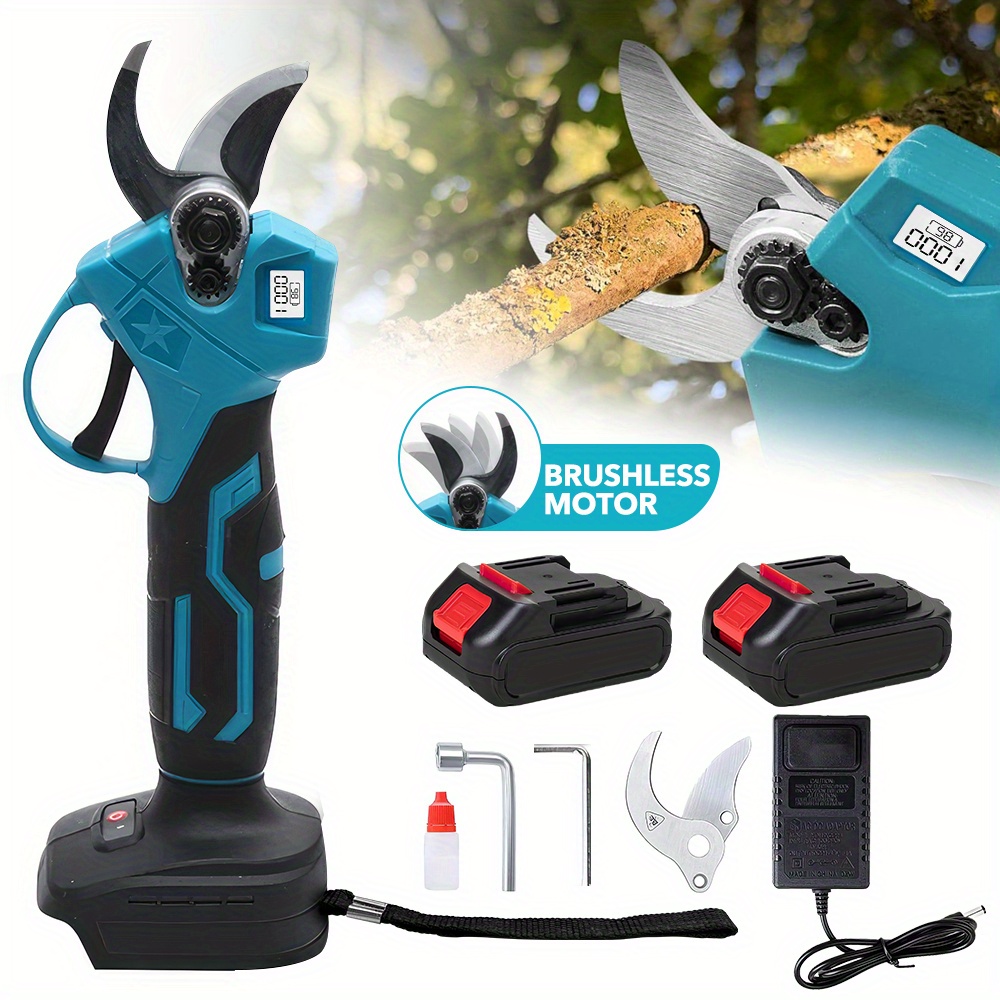 TEMU Portable Brushless Electric Pruning Shears, Digital Gardening Tool, Two-speed Adjustable Trimmer Suitable For Makita 18v Battery-powered Fruit