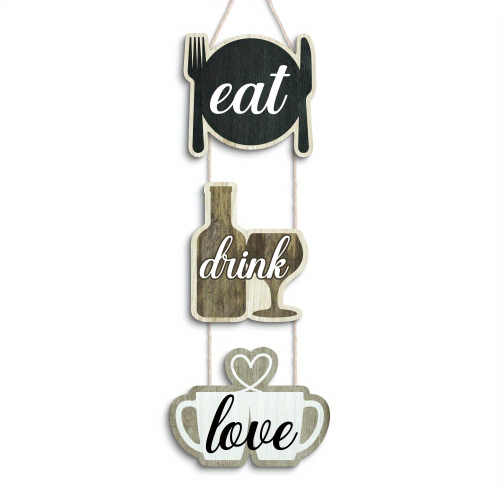 TEMU 1pc Putuo Decor "eat " Wooden Hanging Sign - Vertical Wall Art Decorations Suitable For Home, Farmhouse, Kitchen, Dining Room - Wood Plaque With