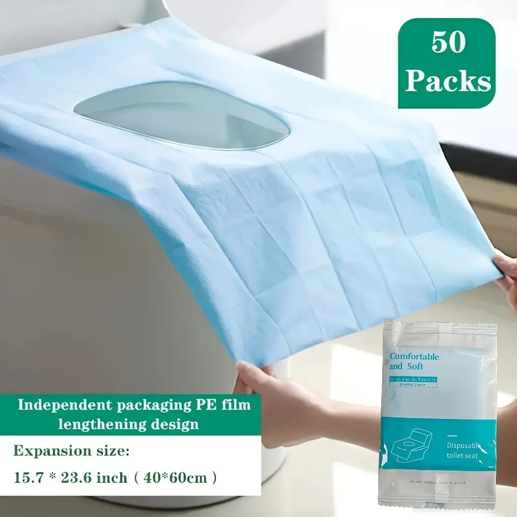 E-shop 50 Einweg-Toilettensitzbezüge, XL-Größe – Leicht hygienisch, für Camping, Flugzeuge, Einkaufszentren , Reise-Must-Haves | Tragbare Hygiene |