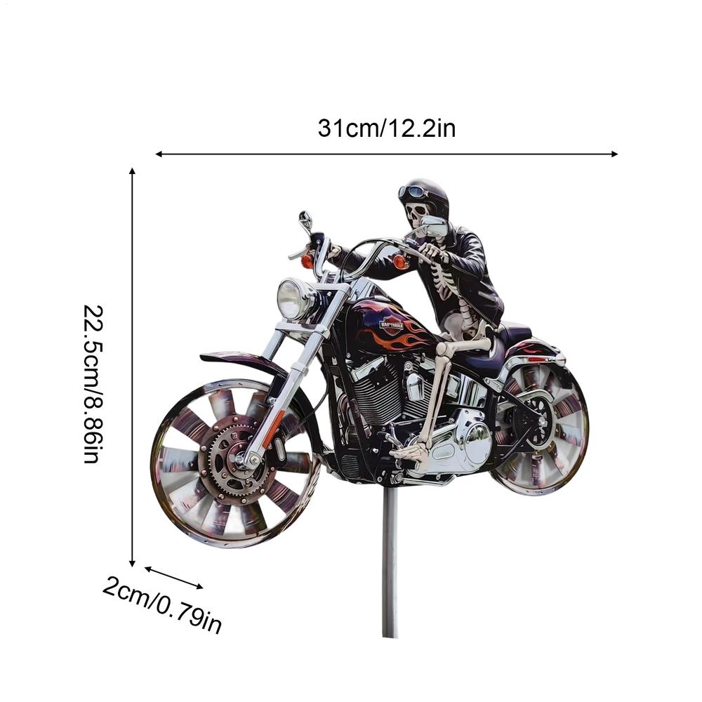 E-shop Motorrad-Windspiel aus Metall, dekoratives Flügelrad-Windrad für Hof, Terrasse, Rasen, Garten, Landschaft, Hinterhof, Kunstdekor