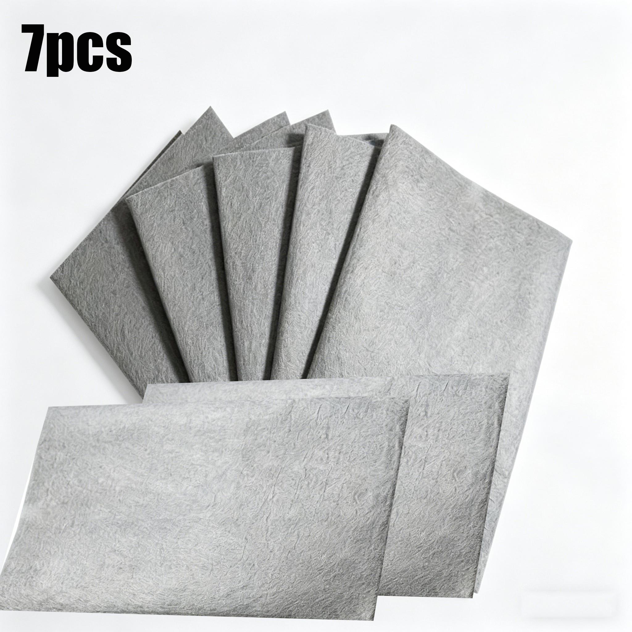 TEMU 7pcs Traceless Glass Cleaning Cloth, Special Waterless Printing Cloth For Wiping Mirrors And Utensils, Gray Glass Cloth