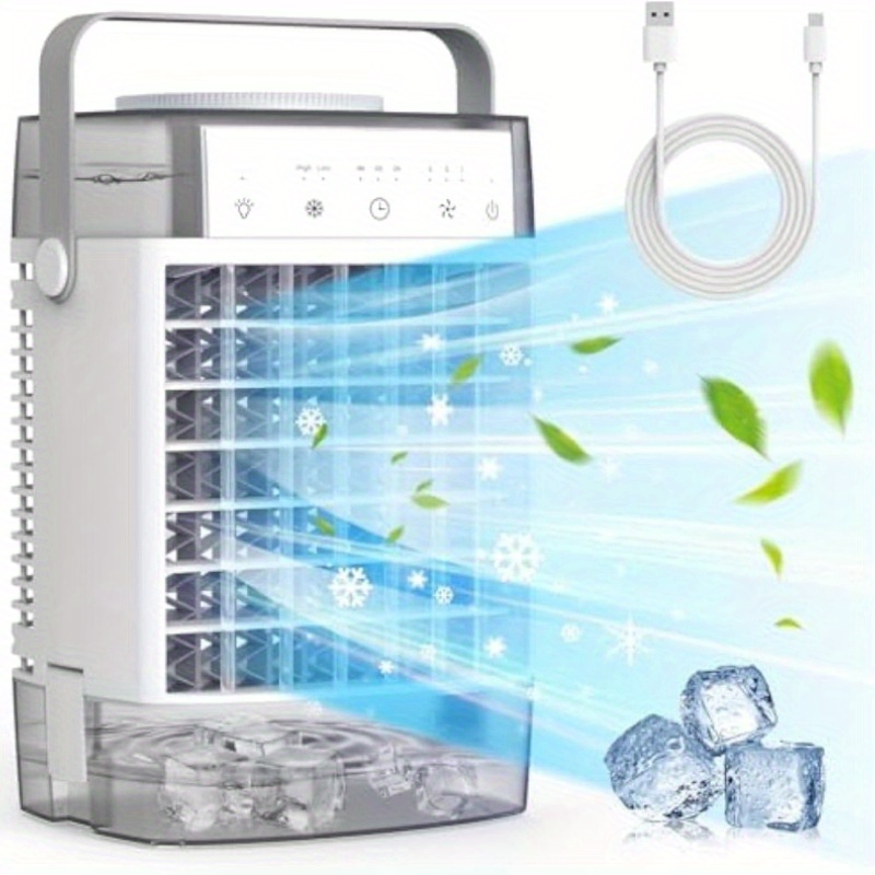 portable desktop fan 11 inch misting mist mini usb desktop fan with timer function and remote control dual water tanks cooling fan for bedroom office and camping details 0
