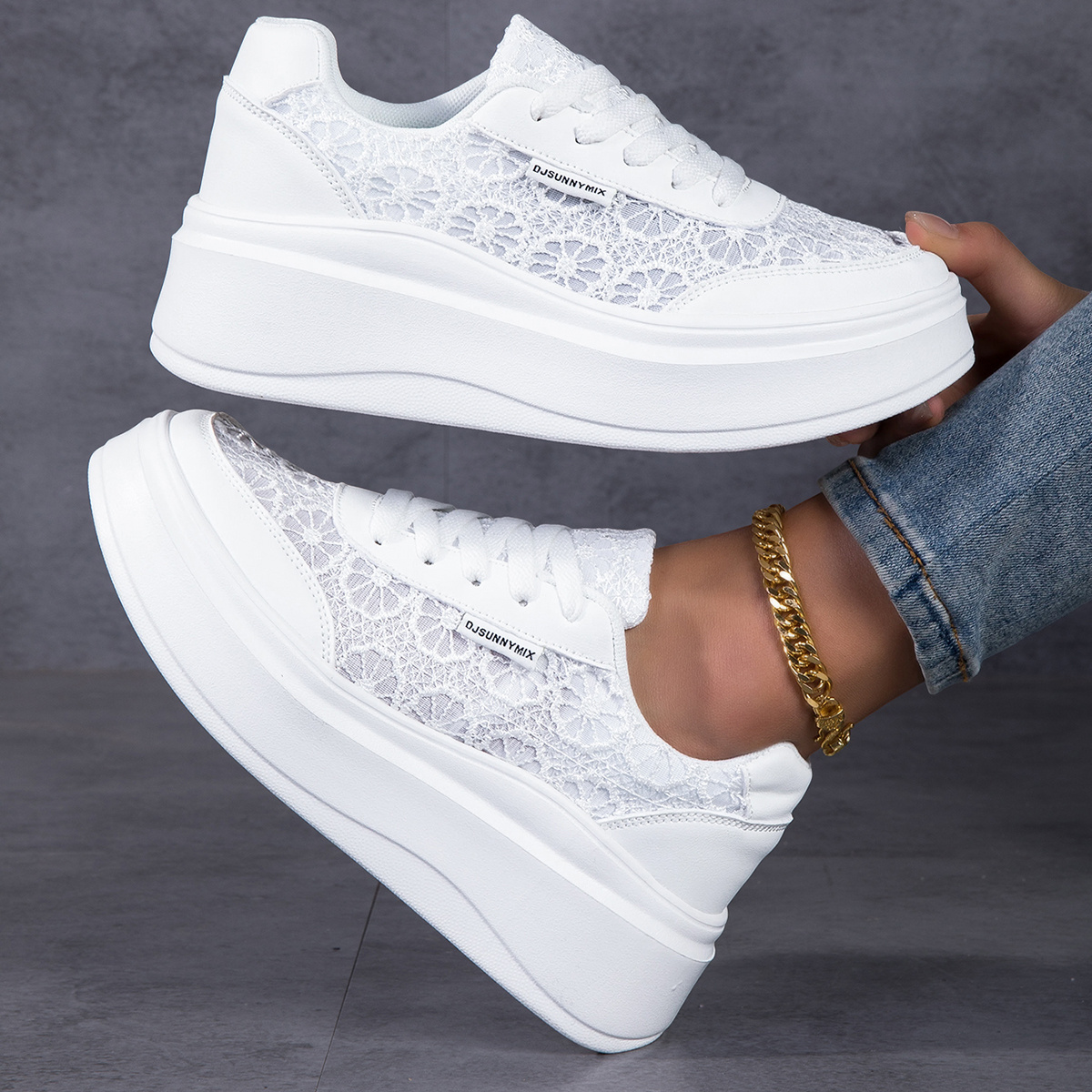 TEMU Djsunnymix Brand Women' Platform Height-increasing Sneakers, New Women's Casual Sneakers, Outdoor Skate Shoes, Plus Size Shoes, Comfortable