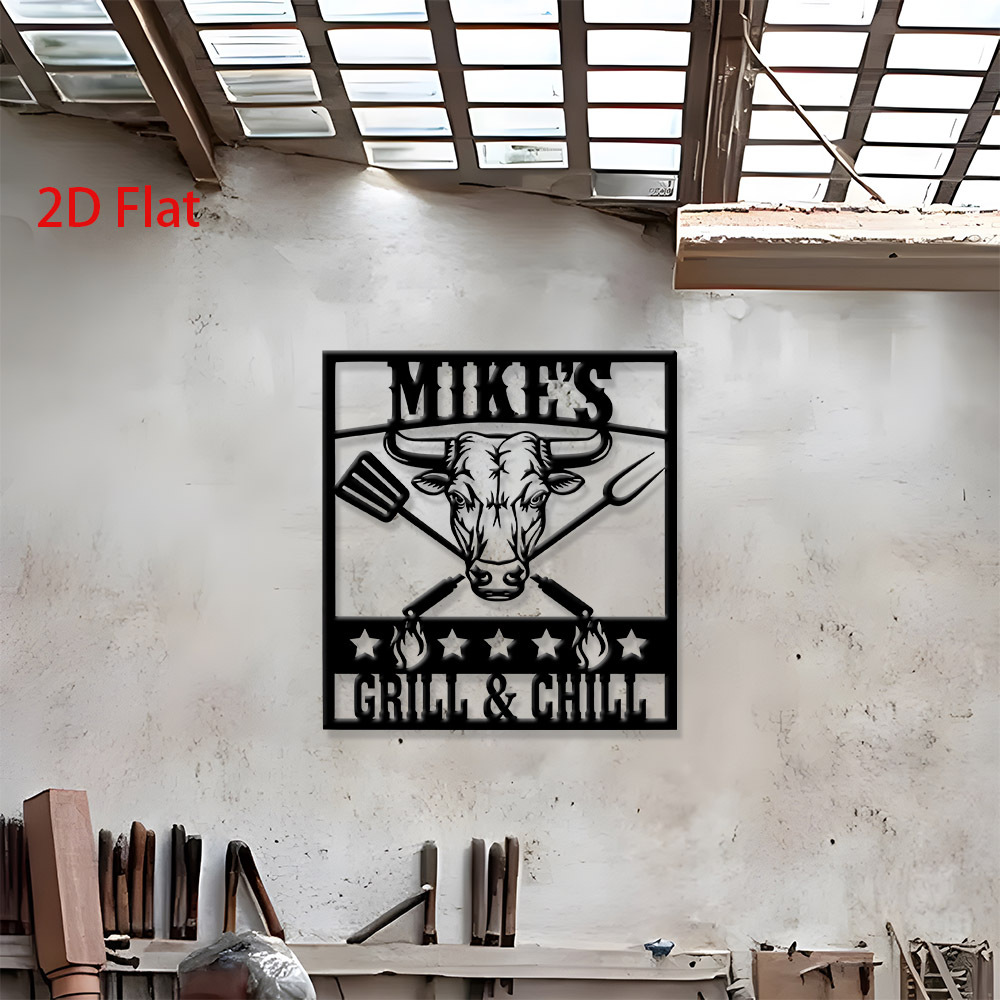 TEMU 1pc Custom ' And Metal Sign Personalized Bull Wall Art For Man Cave Garage Outdoor Patio Decor Unique Gift