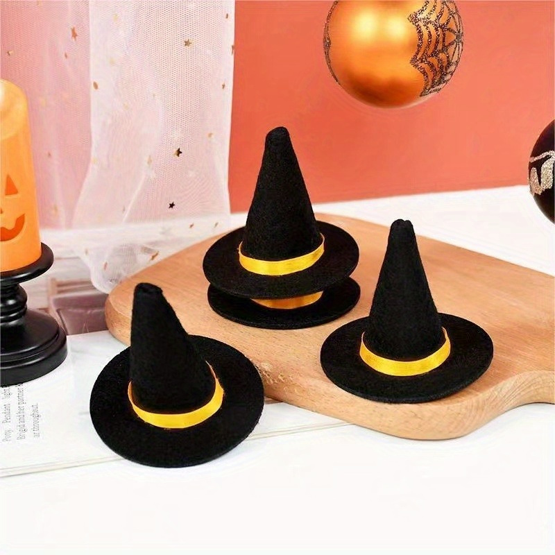 

5-pack Mini Felt Hats For Halloween - No Feather, No Battery Required, Ideal For Doll Dress-up, Pet Accessories & Party Decorations