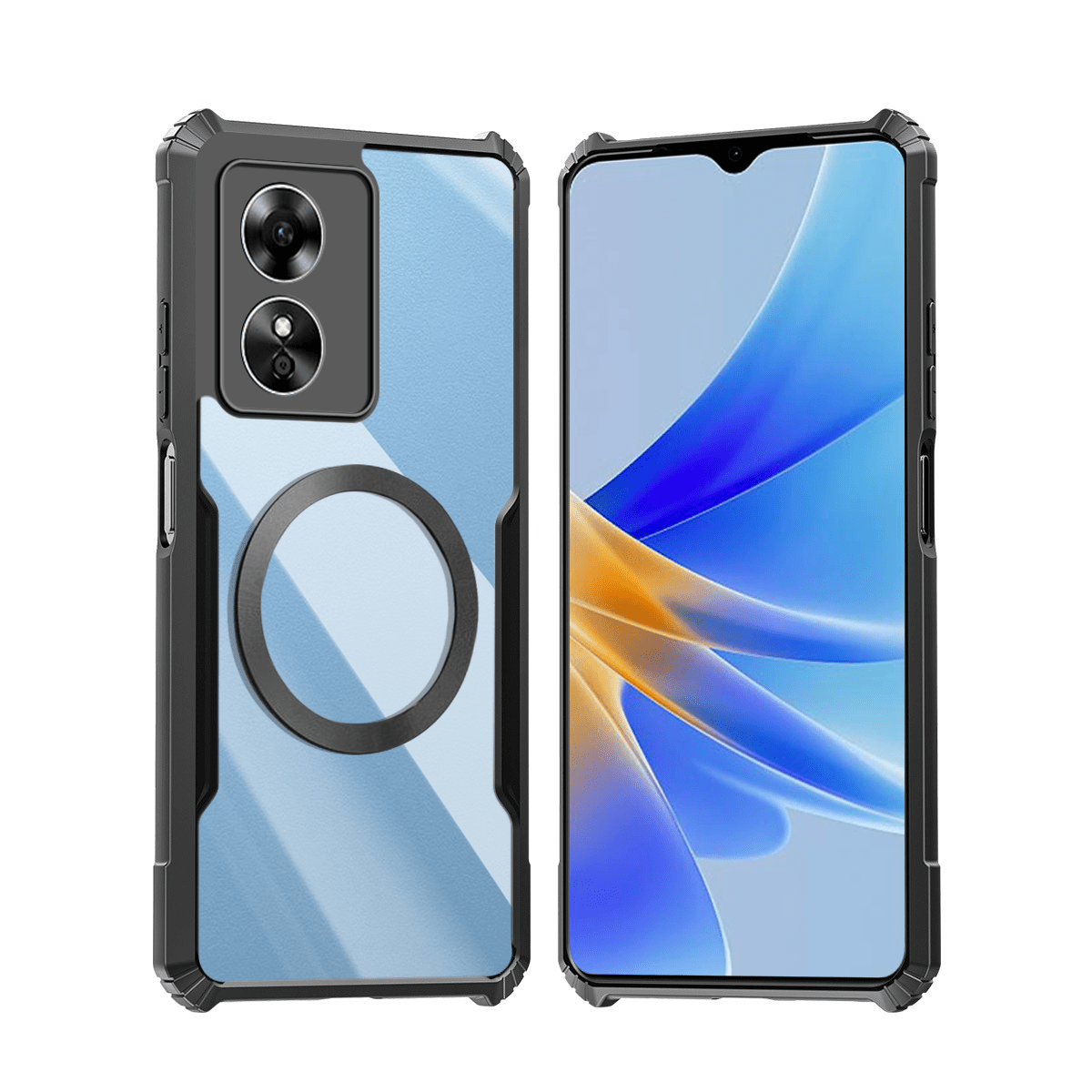 TEMU Phone Case: Compatible With Oppo A17 4g Phone Cases Magnetic Casing Shockproof Soft Cover Acrylic Transparent Back Protection Shell