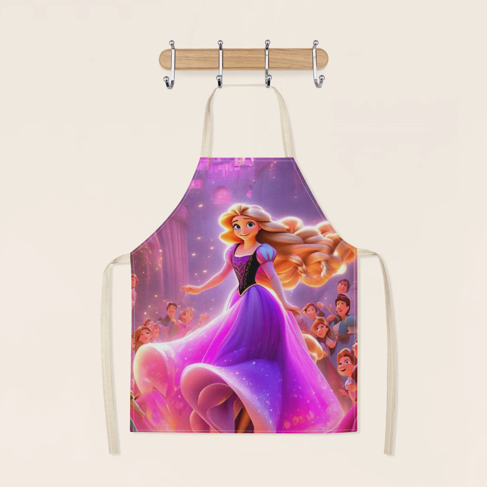 disney   cartoon waterproof apron - vibrant,   polyester with fairy tale print for kitchen, restaurants, hotels, and home use details 2