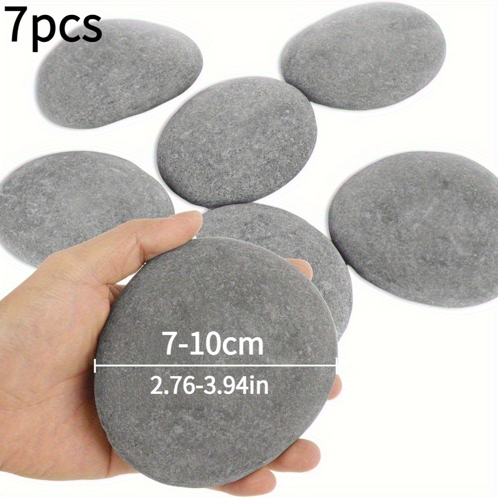 TEMU 7pcs Large Stones Suitable For Painting - Multi-colored Sandstone Flat Stones For Arts & Crafts, Modern Slabs For Diy Paintable Rocks, Handmade