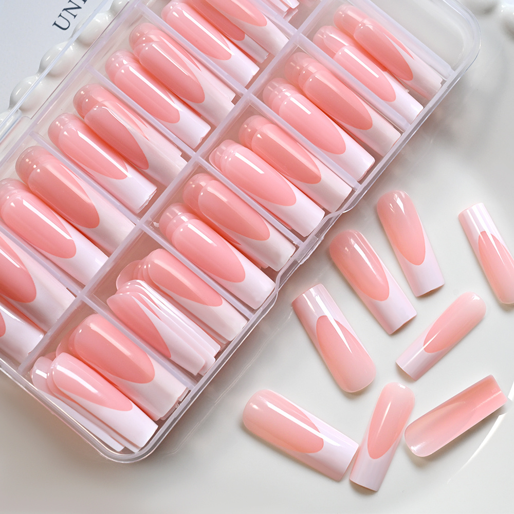 TEMU 120pcs/box Acrylic Long Square False Nails Full Cover Fake Nail Tips For Manicure Extension Women Wearable Press On Nails