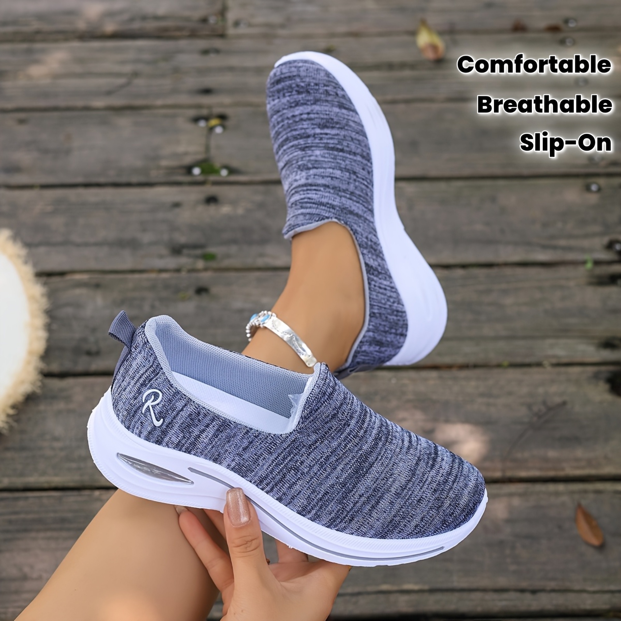 Sneakers, Women's Multi-color Breathable Slip-on Thick-soled Sports Shoes, with Air Cushioning, Orthopedic Arch Support, Lightweight and Non-slip, Comfortable and Casual, Suitable for Daily Walking, Running, Commuting, Travel, Outdoor Activities