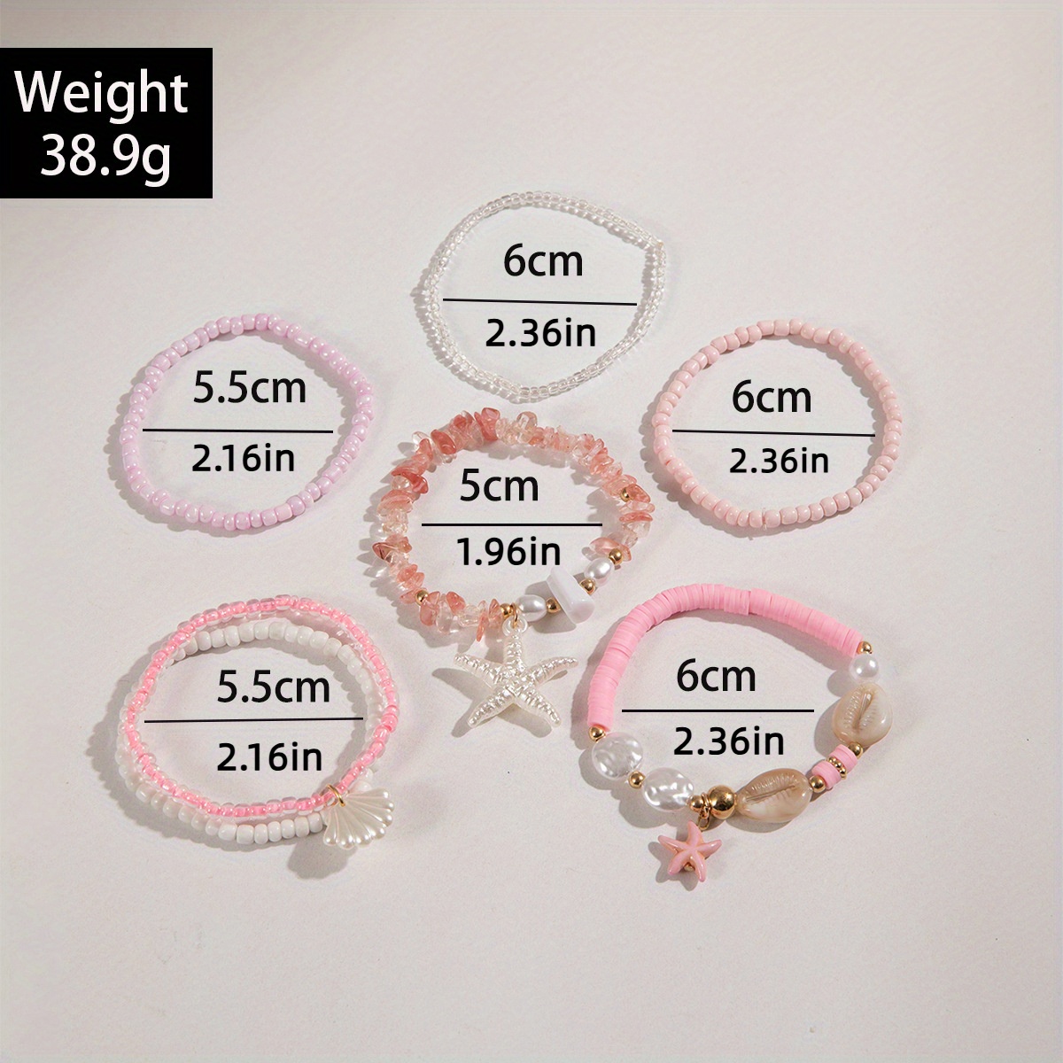Boho Rice Beads Bracelet Set with Starfish Shell Charms