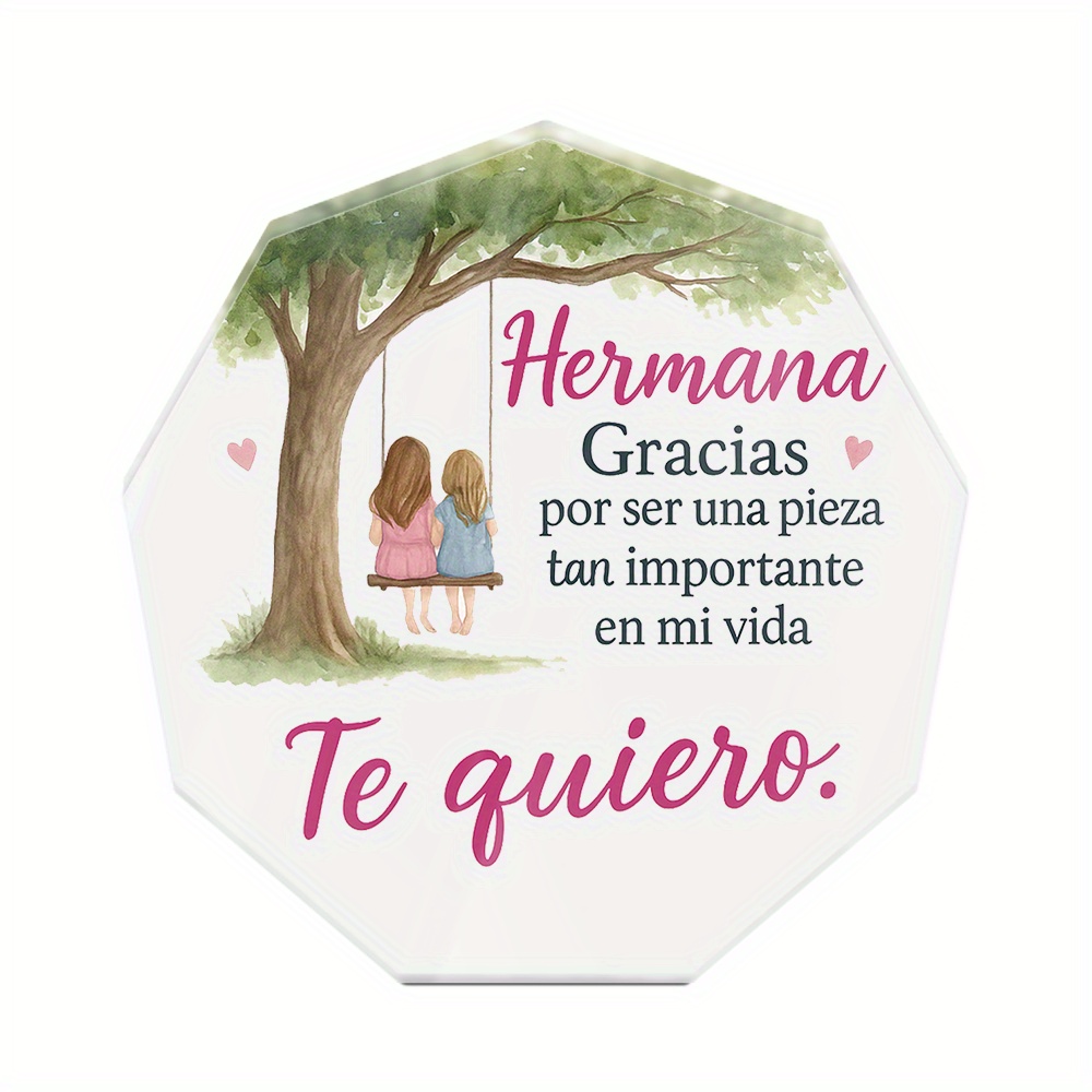 TEMU Decoración de Mesa Acrílica de Nonágono Español, 2D , 1 Pieza, Hermana, Decoración de Escritorio para Hermana, Regalo para , , Aniversarios,