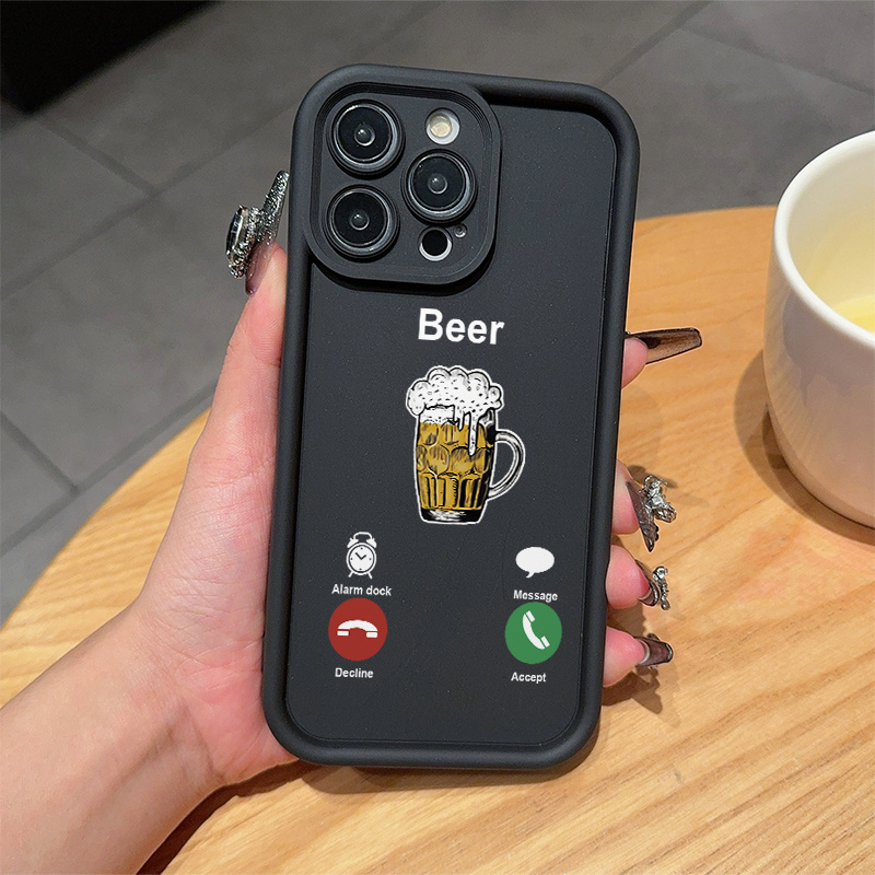 TEMU Phone Case: The Product Is A 2d Image, Not A 3d Image. Gao Zhu Black Beer Phone Print Tpu Drop-proof Full-coverage Case. Suitable For Iphone