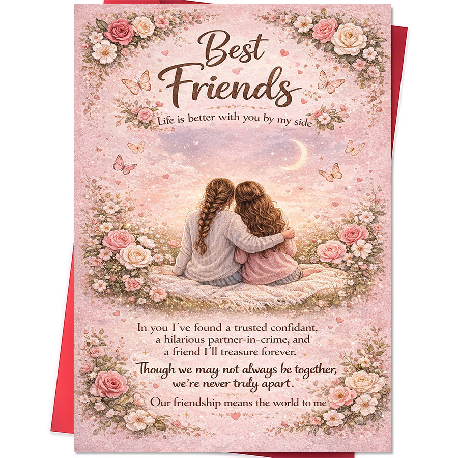 TEMU Carte de vœux pour meilleure , 1 pièce, avec enveloppe - Carte anglaise touchante pour anniversaires, remerciements, cadeaux de rétablissement -