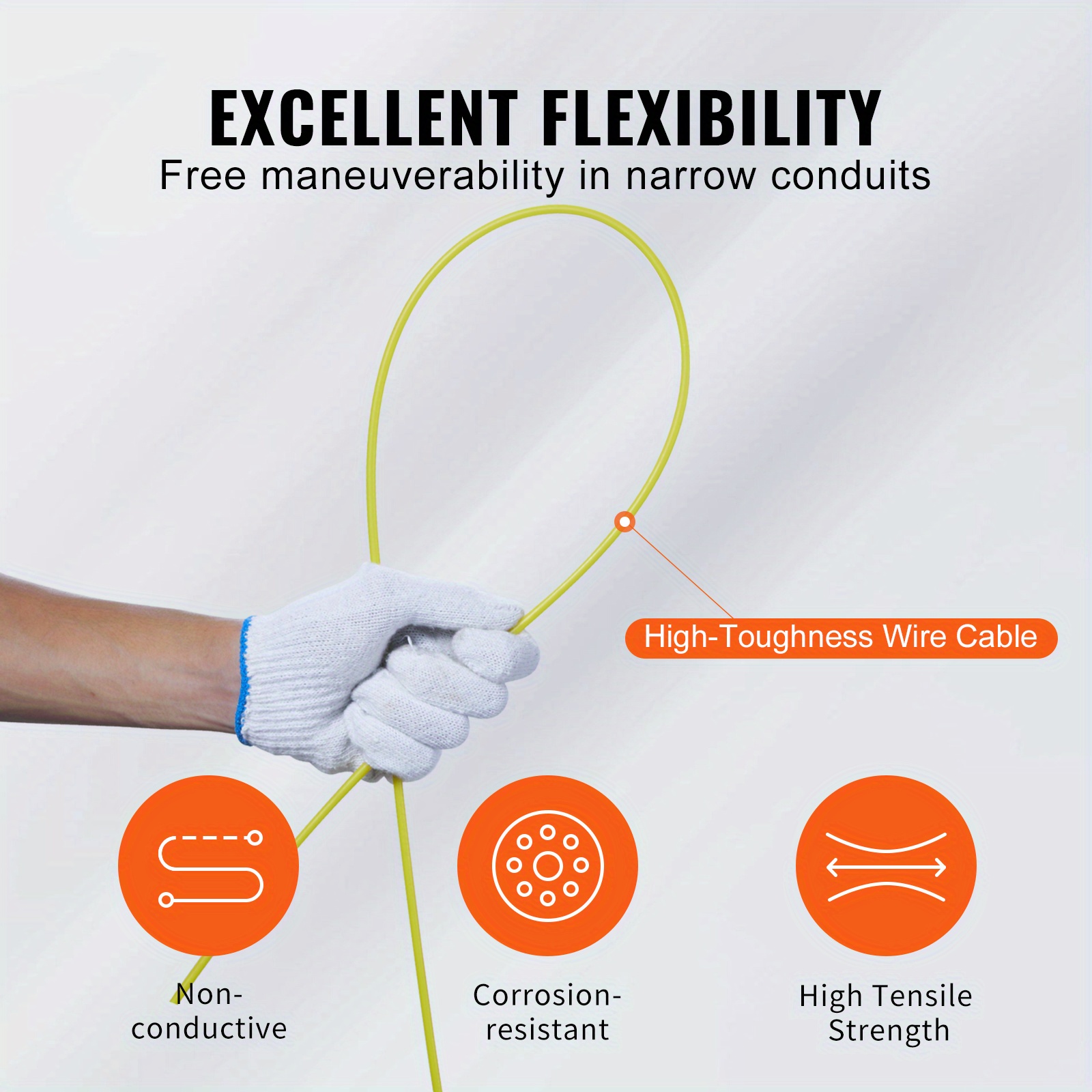 100ft fiberglass fish tape with grip routing tool inch orange pe material ideal for aquariums walls and electrical ducts fish tape tool easy handling design fiberglass tape details 6