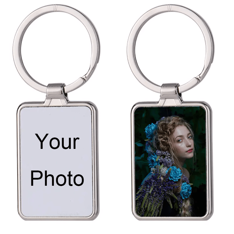 Personalised Photo Keyring - Custom Engraved Text & Picture, Silver Stainless Steel Keychain