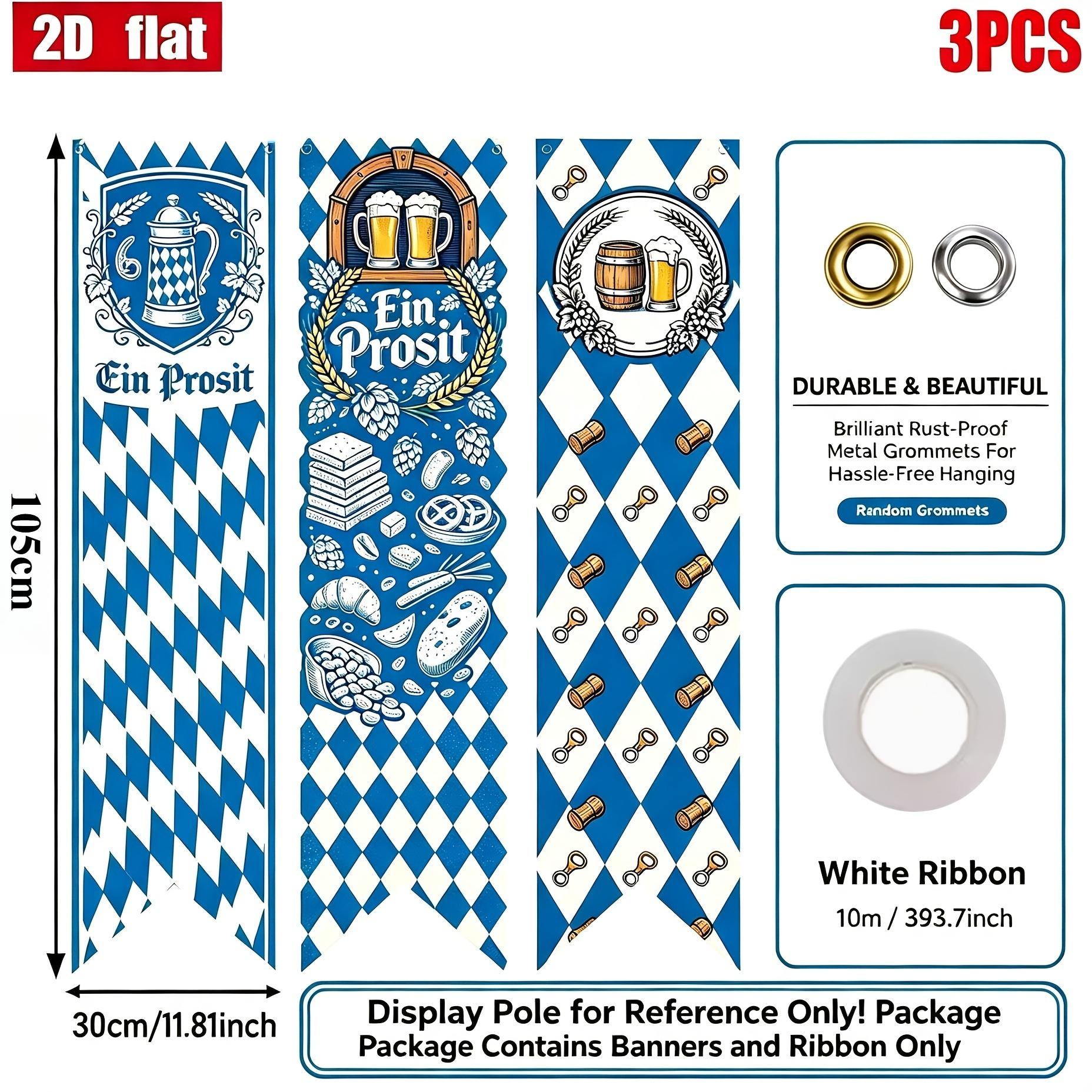 TEMU 2d Flat, 2d Flat - 2d Flat, 2d Flat - 2d Flat Vertical Doorway Corner Flag, 3pcs Set, Light Blue And White Checkered Toast Beer Doorway Flag,