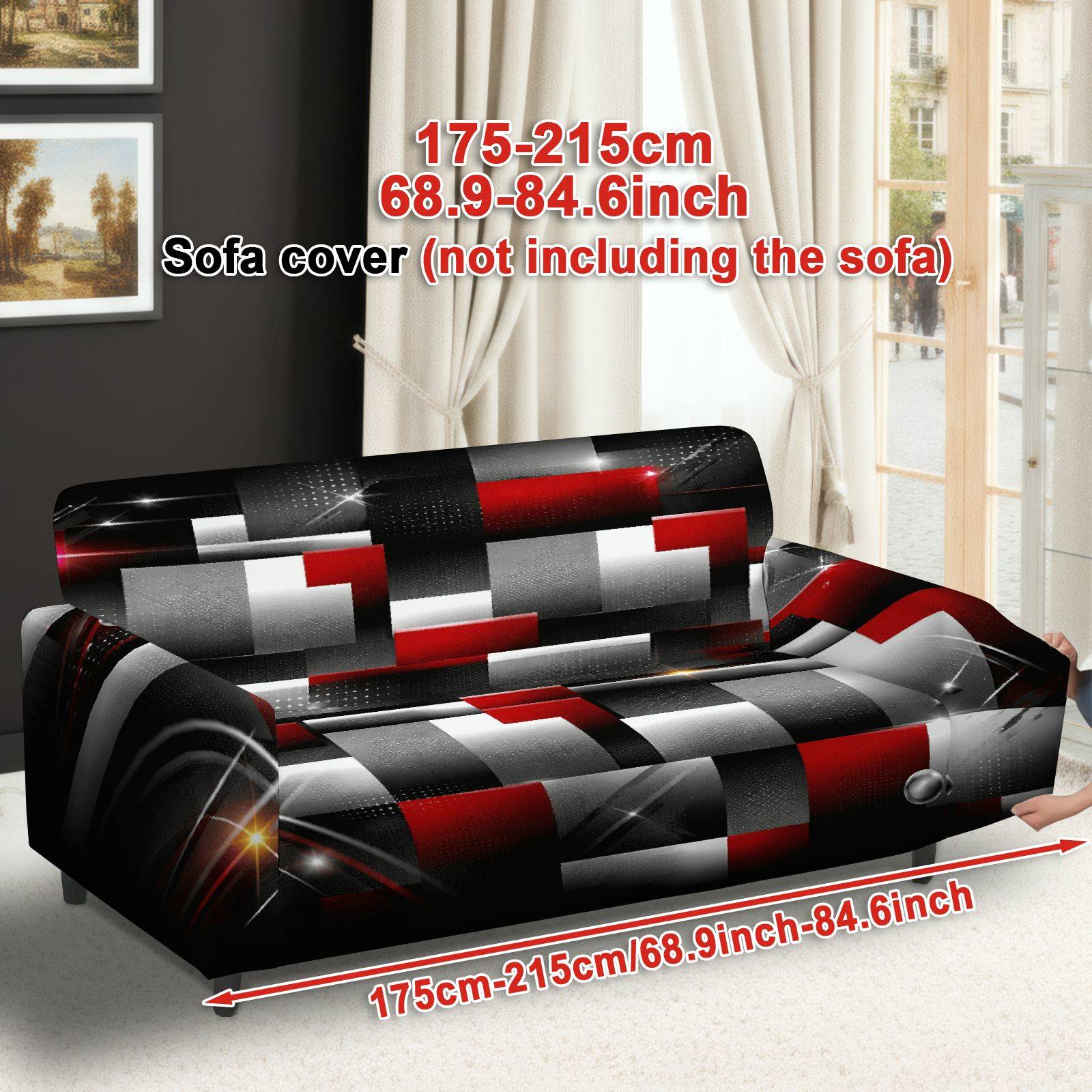 TEMU 1pc Of Contemporary Geometric Abstract Sofa Cover Stylish And Durable - Soft, Breathable, With An , Machine Washable, Ideal For Decorating Your