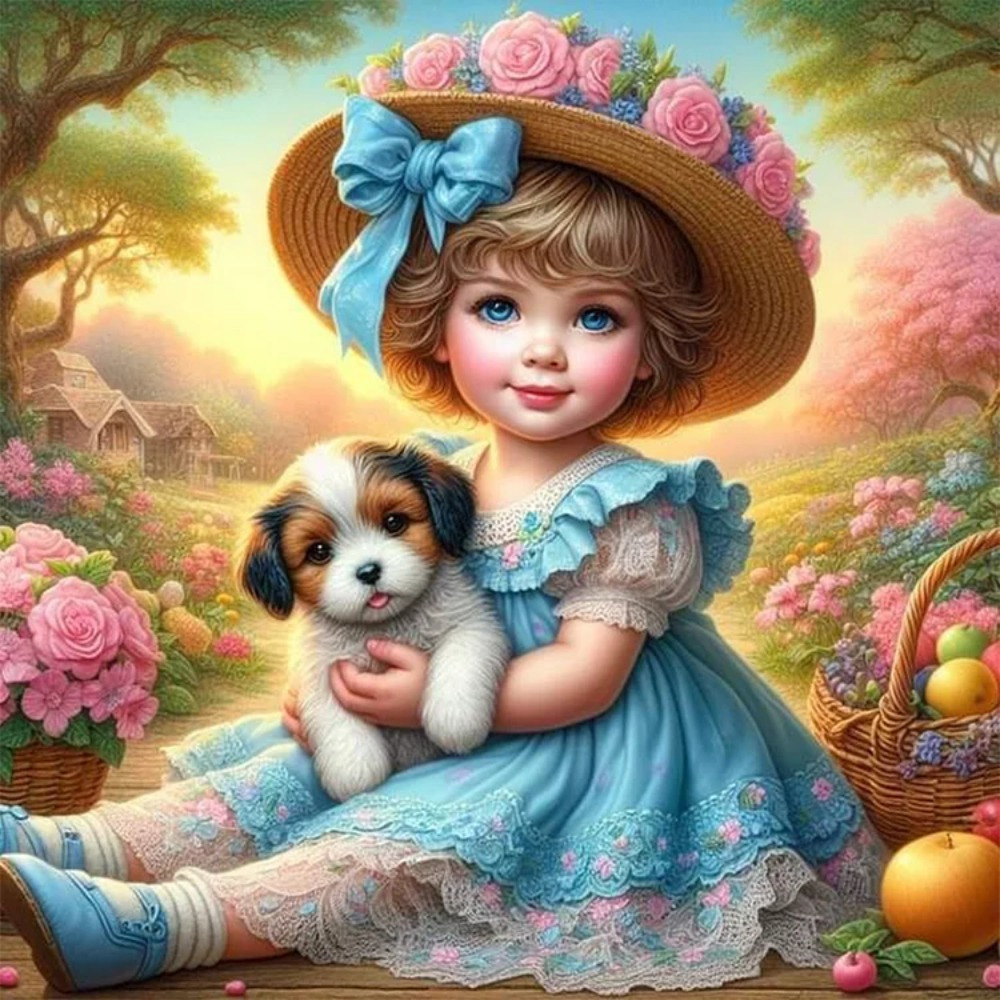 TEMU 5d Diy Diamond Painting Kits For Adults 5d Kit For Beginners Girl And Dog Diy Paint With Round Diamonds For Home Wall Decor