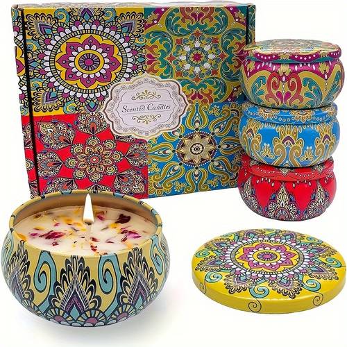 4 scented candles jasmine sandalwood fragrance suitable for relaxation bath yoga gift random box