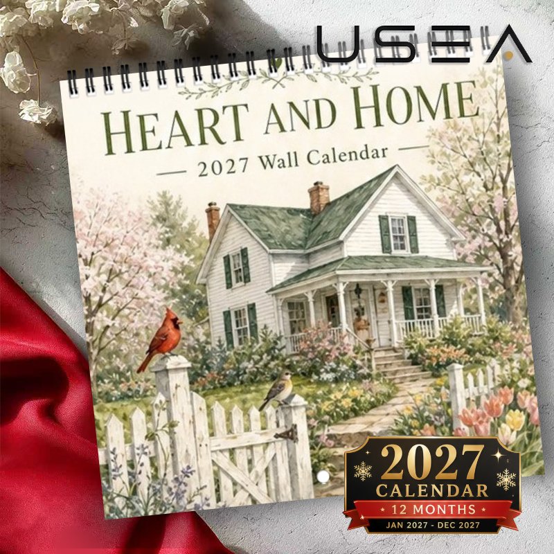 TEMU 2027 Wandkalender, 1 stuks 2027 Wandkalender, 12 Maanden Jaarlijkse Organizer, Dubbele Draad Spiraal Hangende Kalender, 8.3X8.3 Inch Vierkant,