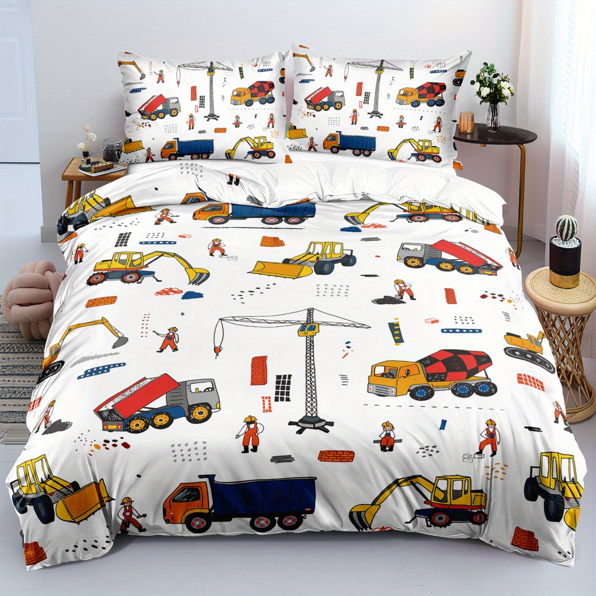 

2/3pcs Theme Duvet , Comfortable , Car Bedding Set, 100% Washable, , For Bedroom Or (includes 1 Duvet Cover + 1 Pillowcases, No )