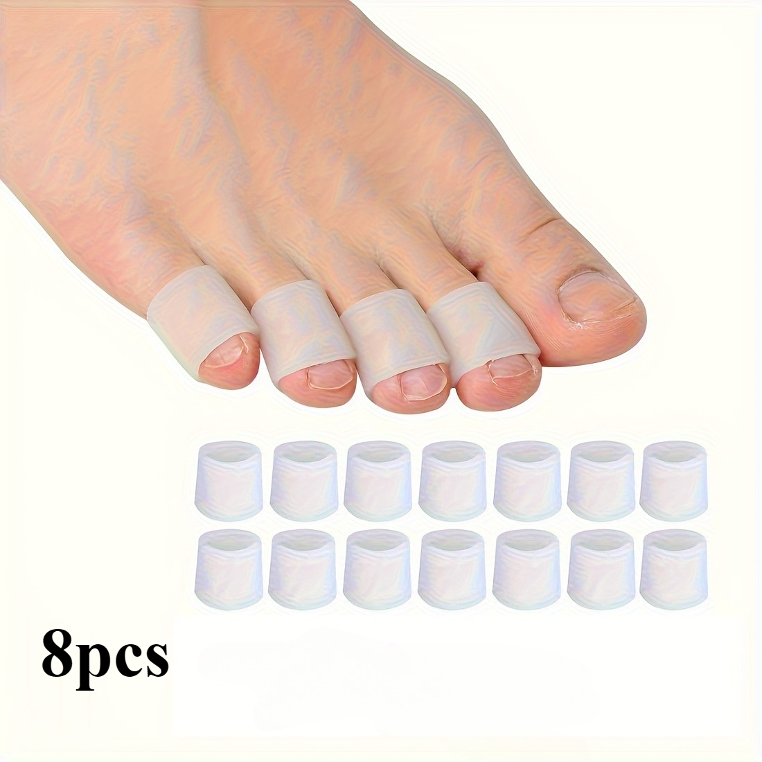 TEMU 8pcs White Silicone Toe Cover, Suitable For Running, Hiking And Dancing - Soft And Elastic - Neutral, Dance Shoes Sports Protection, , Design, ,