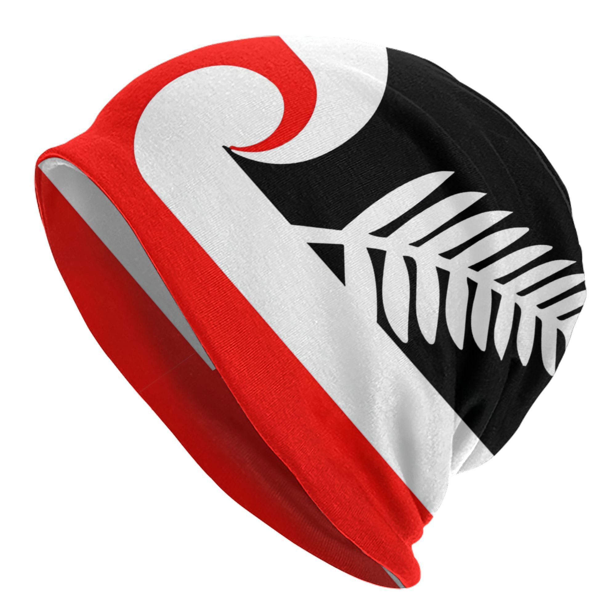 TEMU New Zealand Maori Flag Inspired Skullies - Fashionable Knit Beanie For Sports & Casual Wear