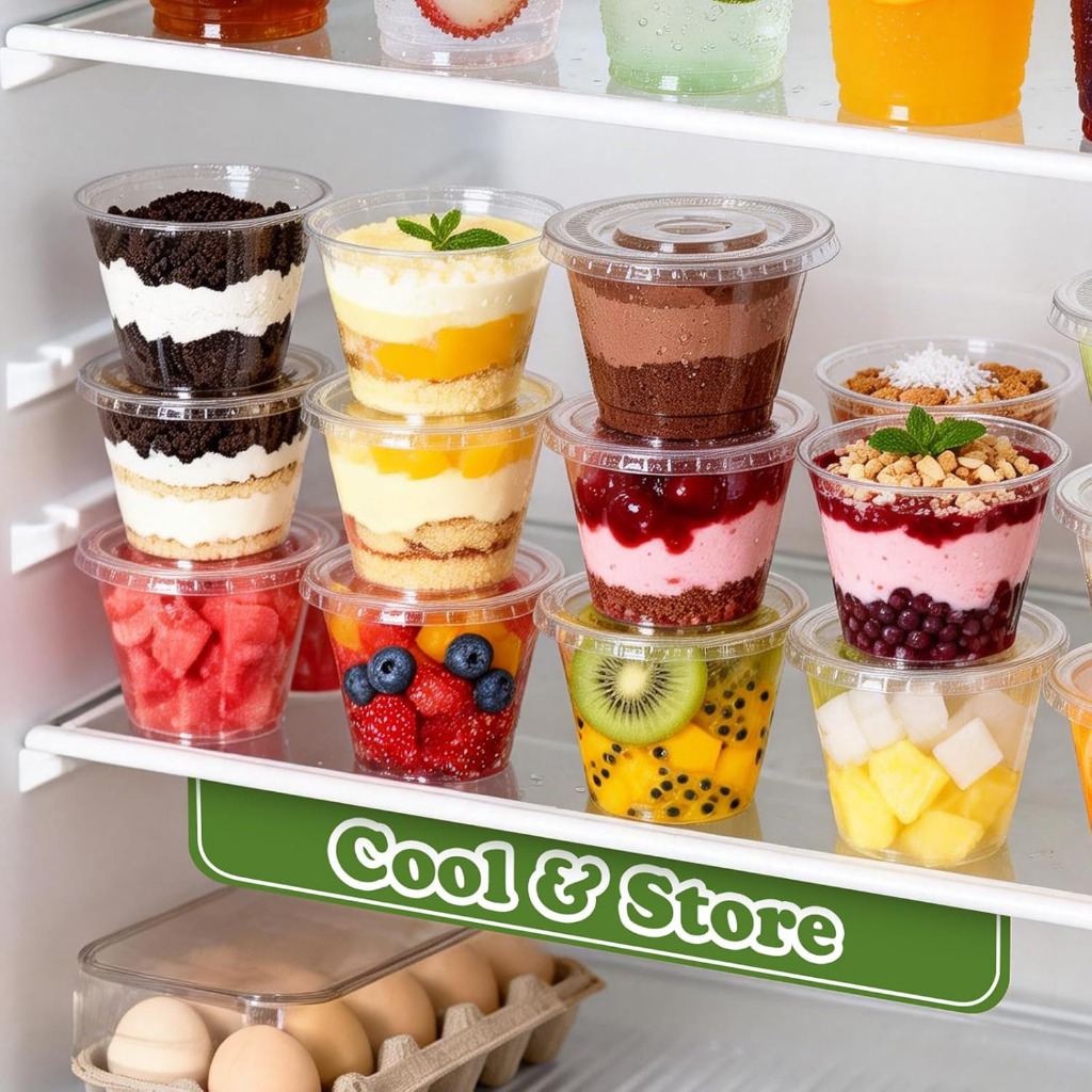 72pcs Large Clear Plastic Cream Cups with Flat Lids