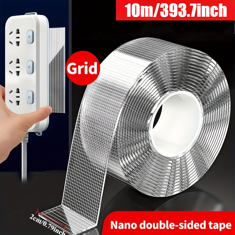   nano double sided tape 10m long removable and trace free pet transparent material high   strong load bearing easy to tear and cut high temperature resistant reusable suitable for home  