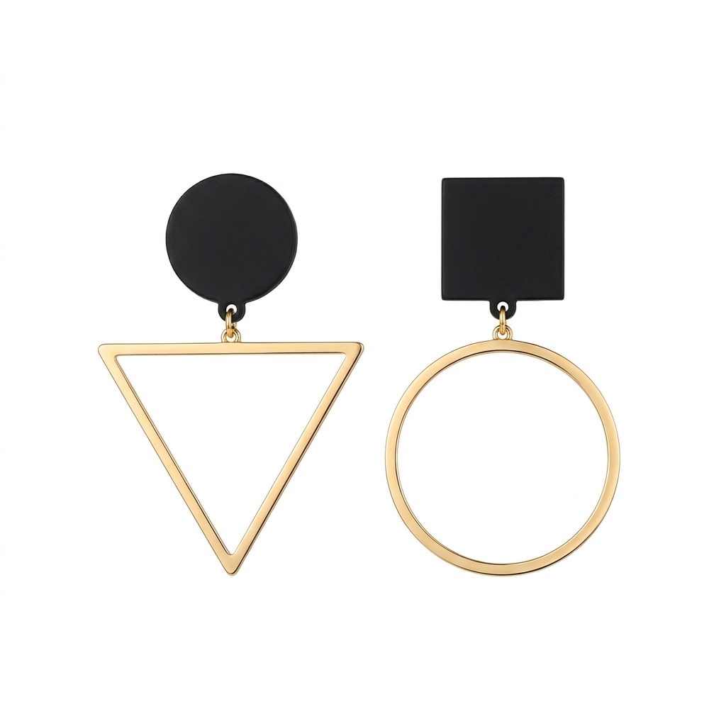 TEMU LXALRY 1 Par de Pendientes Colgantes de Moda para Mujer, Retro Hip-Hop Minimalista Geométrico Hueco con Colgante de Metal y Aretes de Plástico