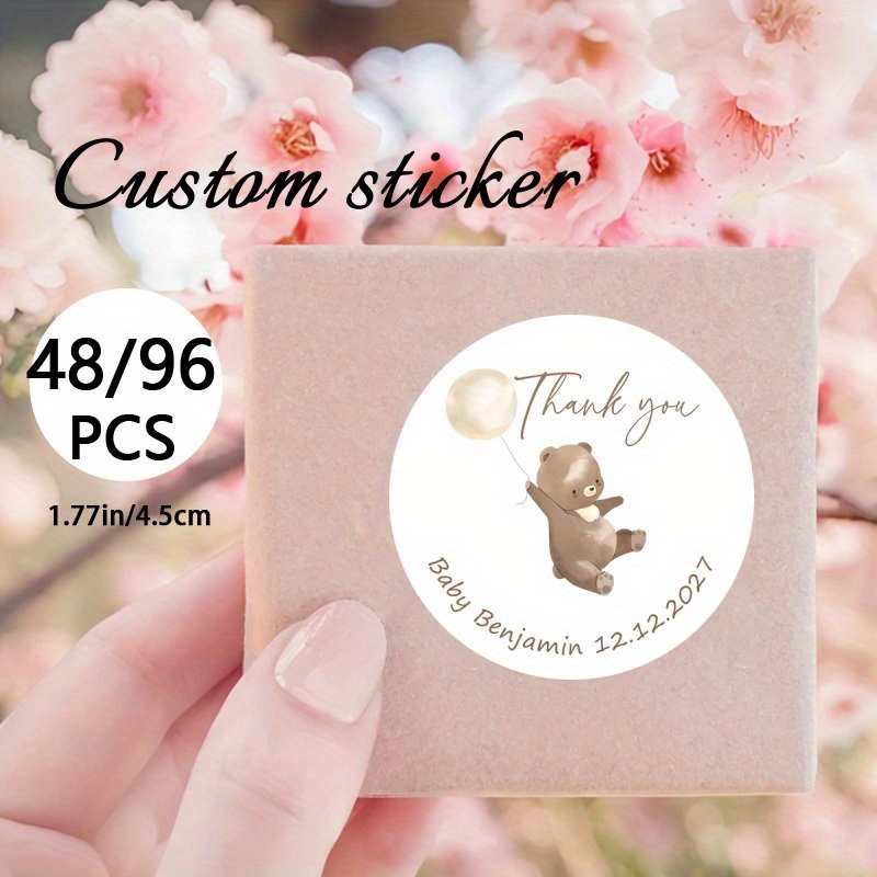 100 Etichette Personalizzate Per Baby Shower – Tags 'Thank You For Popping' In Turchese, 4x5,5 Cm, Bomboniere E Segnaposto - 3