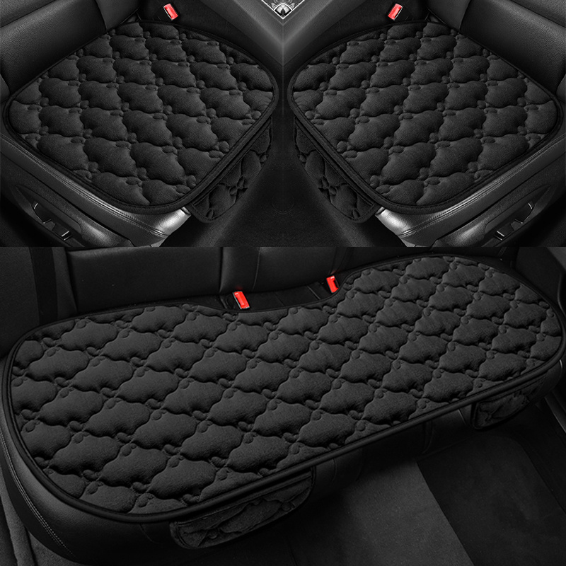 TEMU New Car Seat Cushion, Design, 3pcs For Front And Rear Seats, No Backrest, Plush Material, Fashionable And Easy, Use, And Remove, , Suitable For