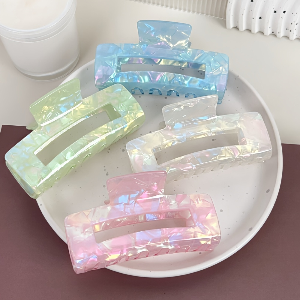 Image of 4pcs| Large Clip, Simple And Elegant Mermaid Hair Clip, Suitable For Daily, Festival, Wedding, Mix, Hair Clip