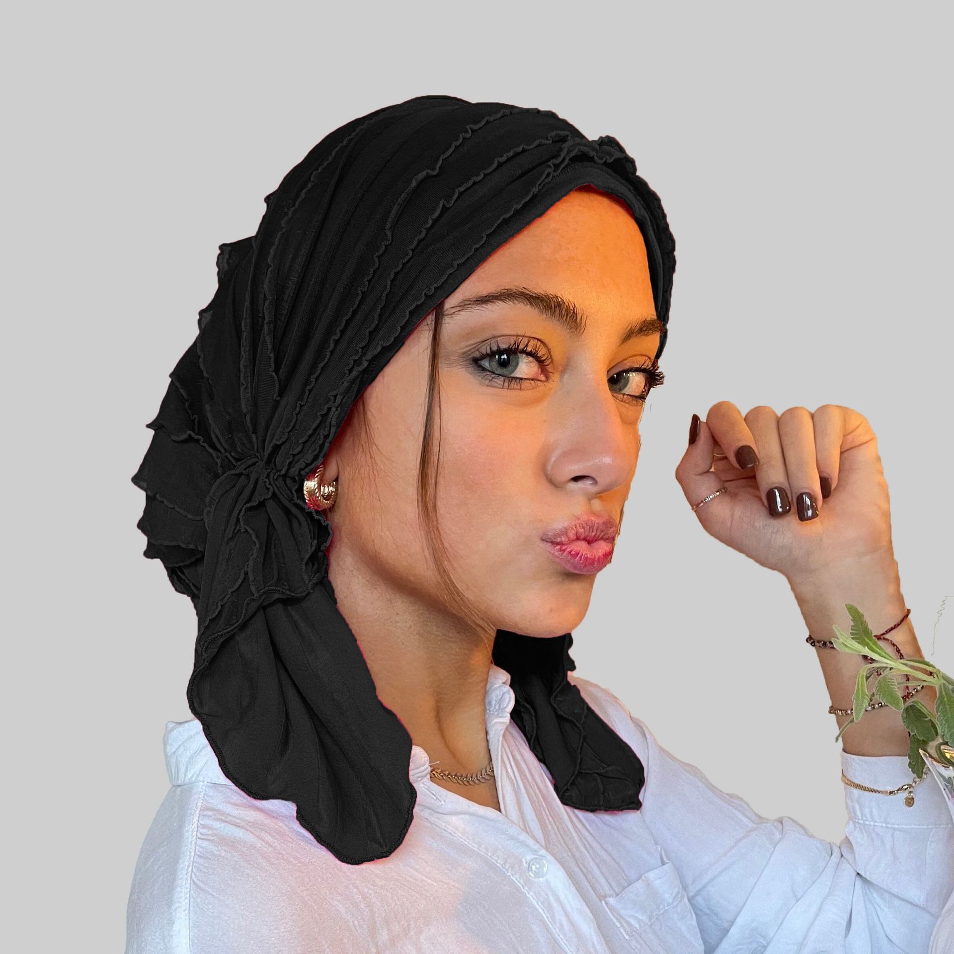 TEMU 1pc [solid Color And Minimalist] Sleeveless , Curved Head-wrapping - Can Hide Hair, Adds Volume, Makes Small, Versatile, Casual And Stylish