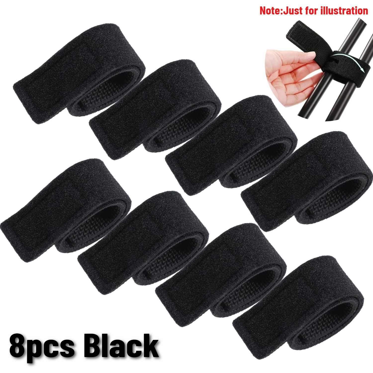 Image of Set Of 8 Elastic Straps For Securing Fishing Rods, Designed For Easy Fastening And Reuse