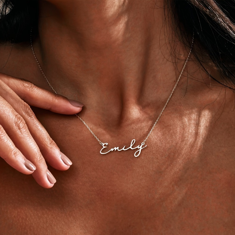 TEMU Collier Personnalisé en Acier Inoxydable Plaqué 18K - Design Luxueux, Élégant et Minimaliste, Parfait pour Elle | Idéal pour Tenue Décontractée
