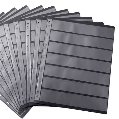 20pcs Pcs Pack 9-Hole Stamp Album Pages Suitable for , Double-Sided Black Background Loose Leaf Sheets with 9-Punch Holes for Binder Binding, for Office Organization