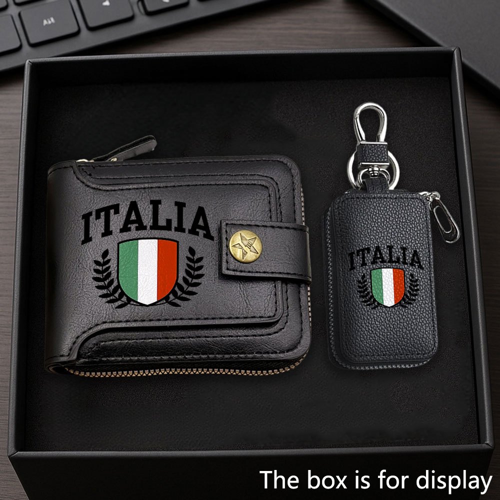 Image of 2pcs Wallet And Key Pouch Set, Italia Wallet + Key Pouch, Perfect For Gifting To On Christmas, Birthdays, Thanksgiving, Etc.