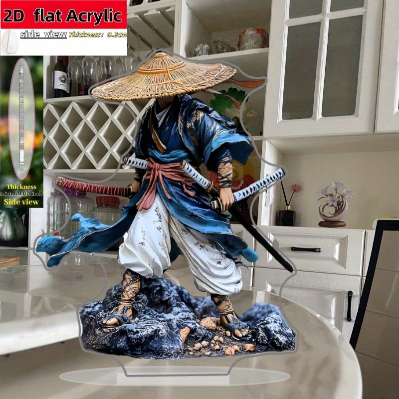 2d düz 1 adet japon samuray masa dekorasyonu mavi ve altın - Temu