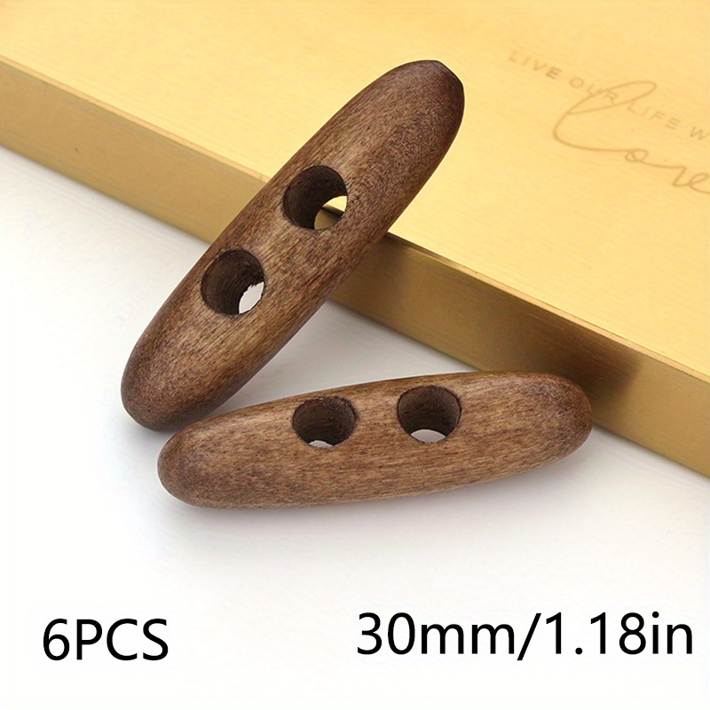 TEMU 6pcs 30/35/40/45/50/55/60mm Wooden Horn Buttons, Versatile For Men And Women's Coats, Trench Coats, Sweaters, And Jackets - Olive Buttons